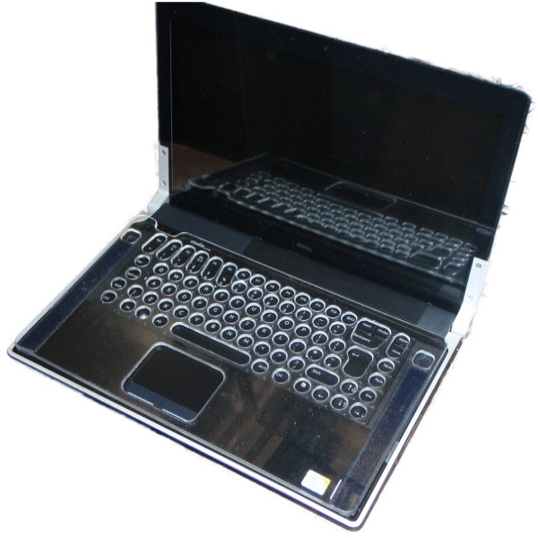 Laptop with Plastic key guard keyboard cover a