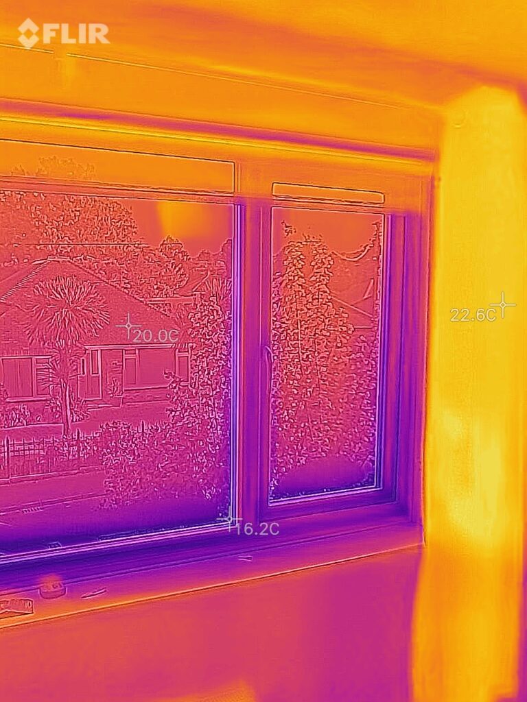 Bedroom window showing temperature drops with FLIR images