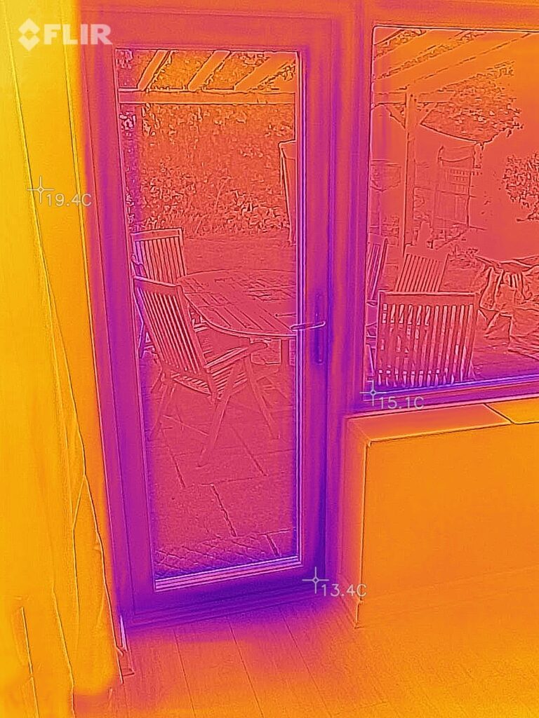 FLIR images of a living room heat loss